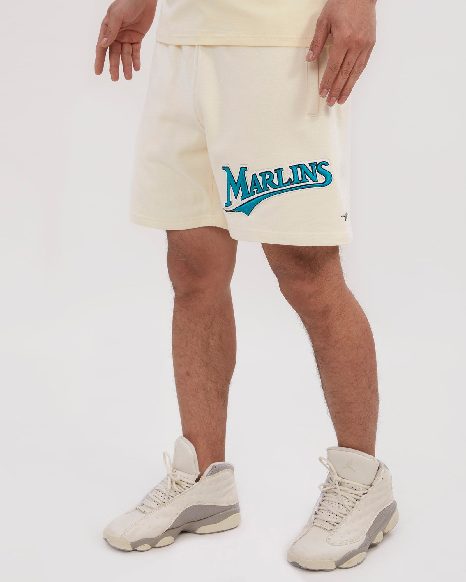 Pro Standard Men's Miami Marlins Cream Retro Fleece Shorts product image