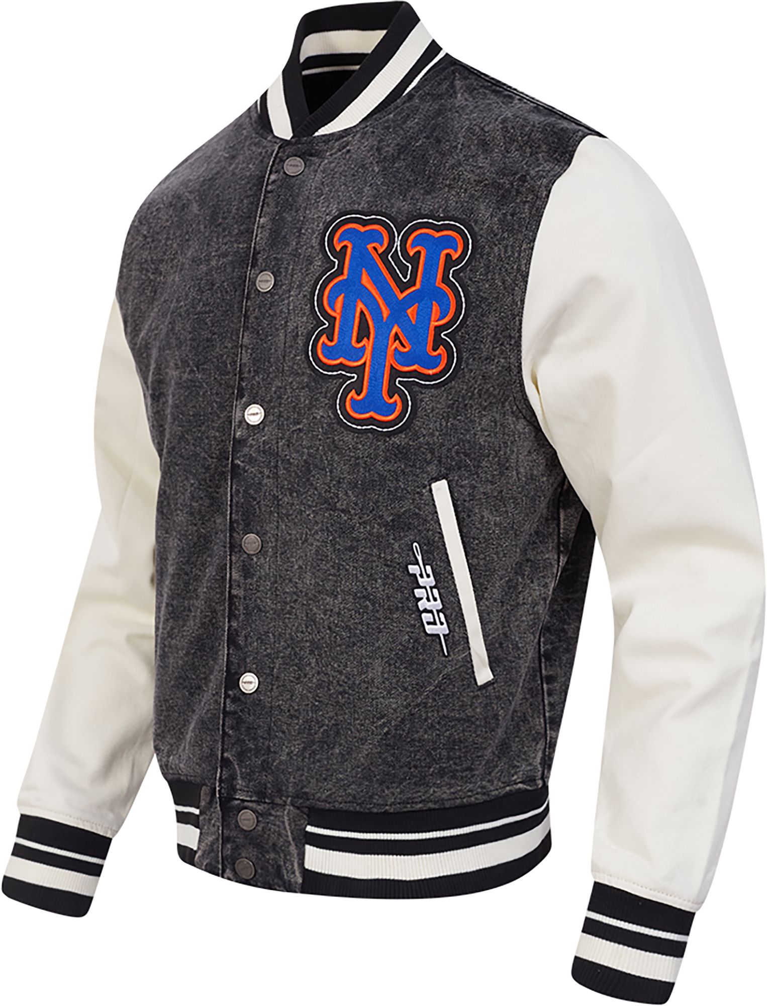 Pro Standard Men's New York Mets Black Rebel Athletics Denim Varsity Jacket product image
