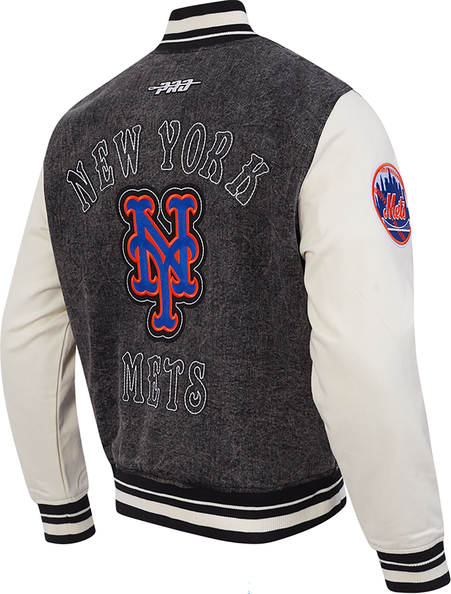Pro Standard Men's New York Mets Black Rebel Athletics Denim Varsity Jacket product image