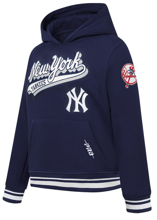 Pro Standard Youth New York Yankees Midnight Navy Script Tail Ribbed Fleece Hoodie product image