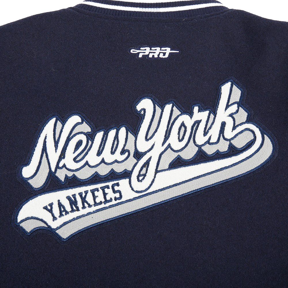 Pro Standard Youth New York Yankees Midnight Navy Script Tail Varsity Jacket product image