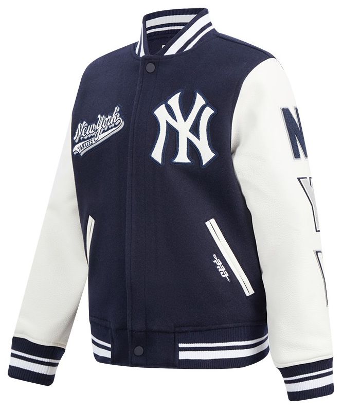 Pro Standard Youth New York Yankees Midnight Navy Script Tail Varsity Jacket product image