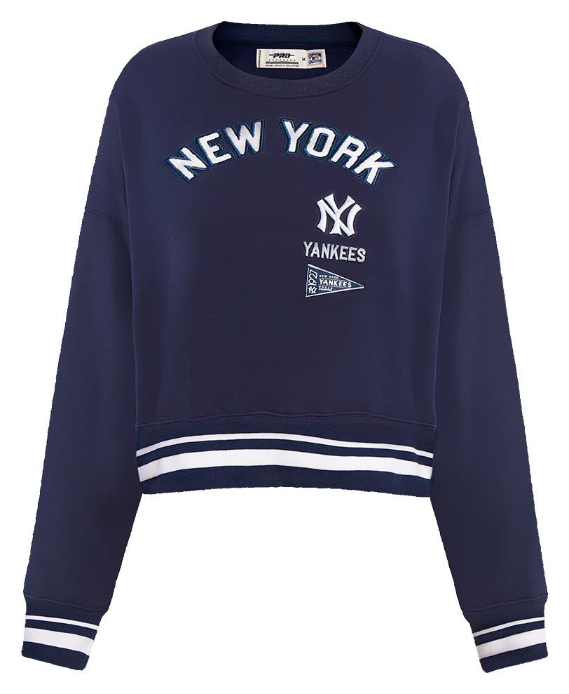 Pro Standard Women's New York Yankees Navy Logo Fleece Crew Neck Sweatshirt product image