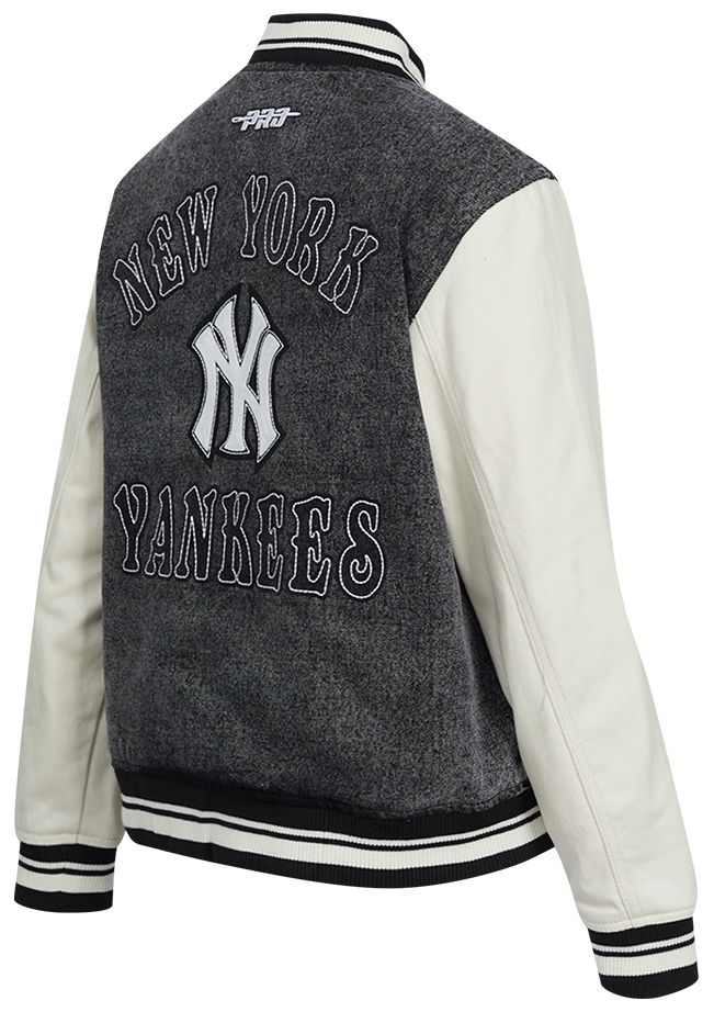 Pro Standard Women's New York Yankees Black Denim Varsity Bomber Jacket product image