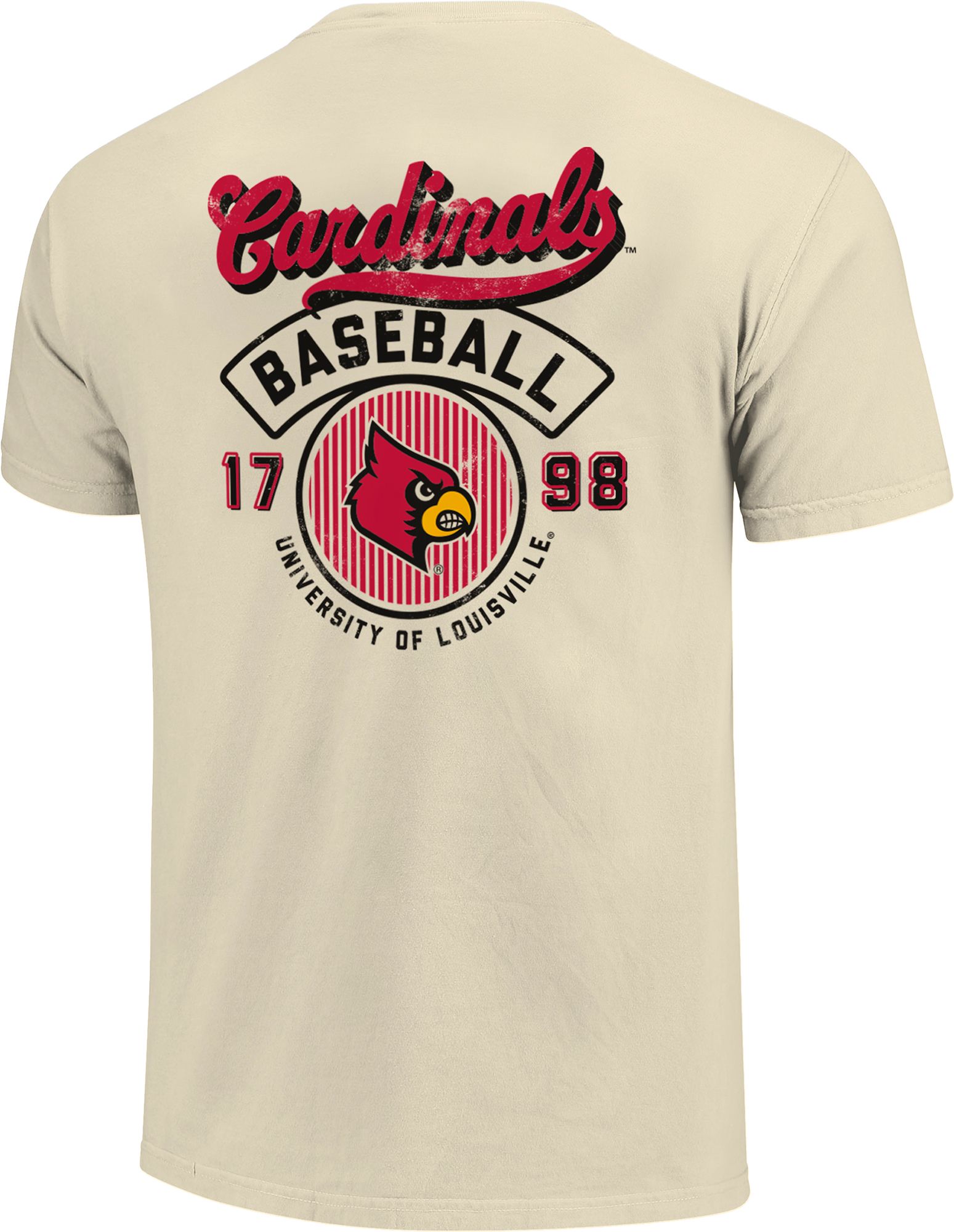 Image One Men's Louisville Cardinals Ivory Baseball T-Shirt product image