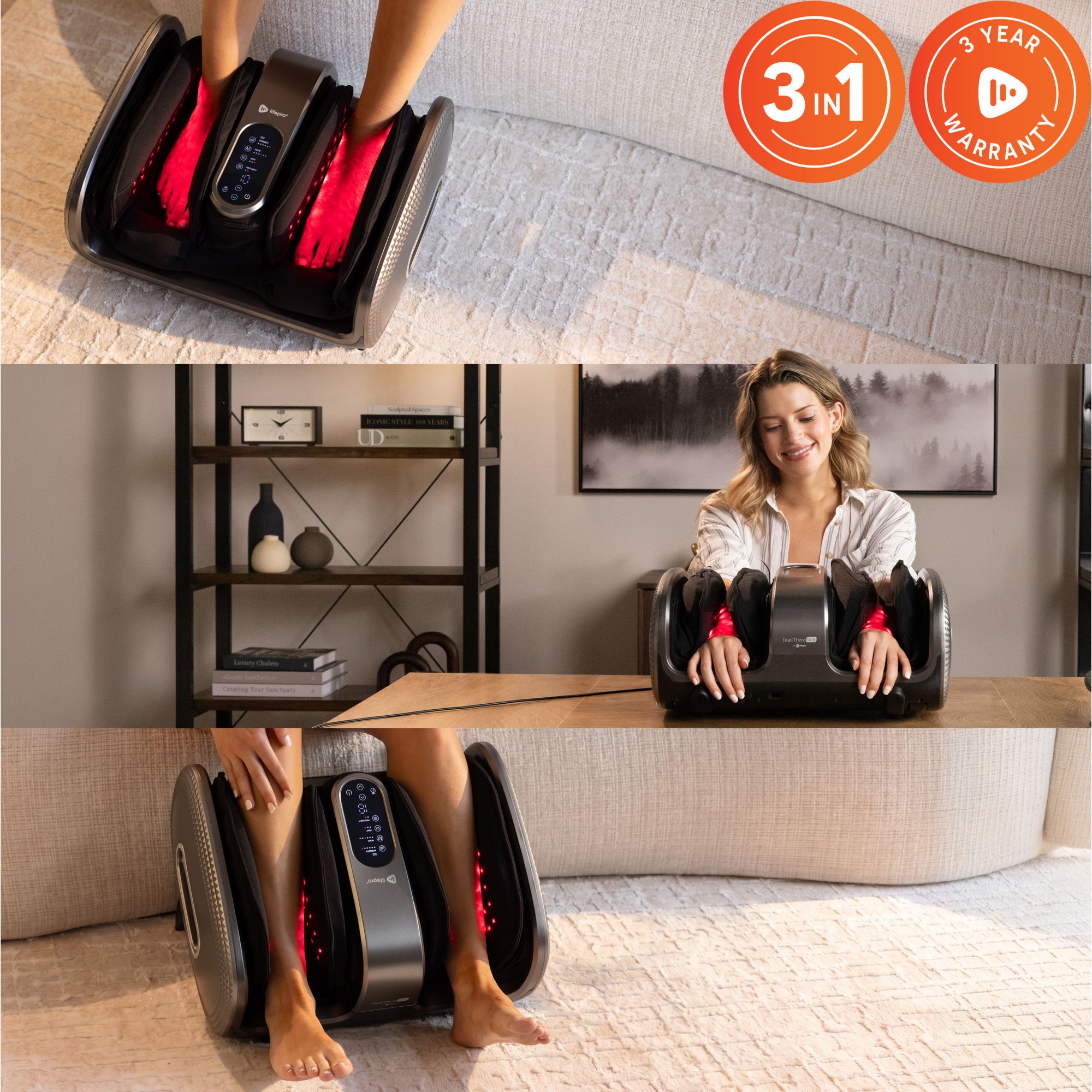 Lifepro DualThera Red Foot & Calf Massager with Red Light product image