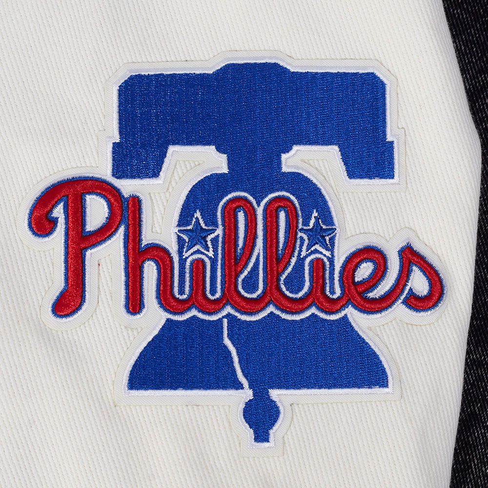 Pro Standard Men's Philadelphia Phillies Black Rebel Athletics Denim Varsity Jacket product image