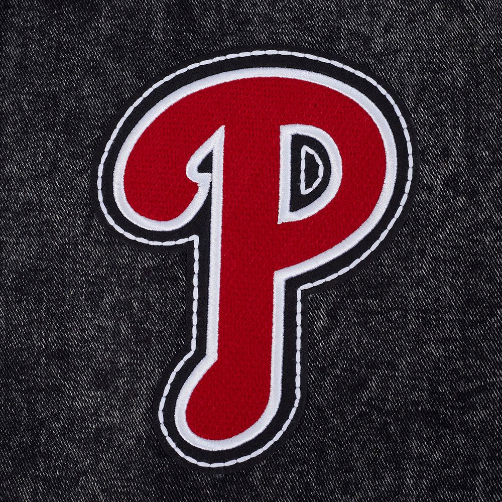 Pro Standard Men's Philadelphia Phillies Black Rebel Athletics Denim Varsity Jacket product image