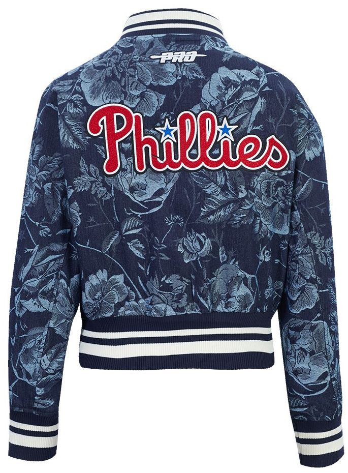 Pro Standard Women's Philadelphia Phillies Blue Denim Cropped Floral Jacket product image