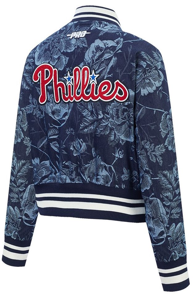 Pro Standard Women's Philadelphia Phillies Blue Denim Cropped Floral Jacket product image
