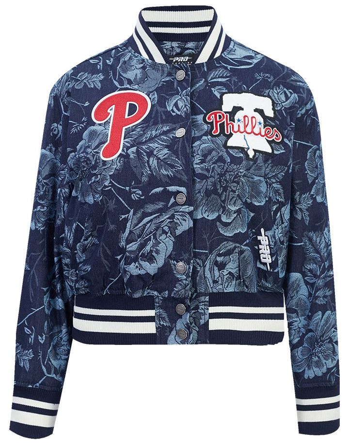 Pro Standard Women's Philadelphia Phillies Blue Denim Cropped Floral Jacket product image