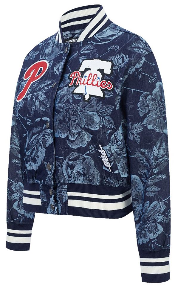 Pro Standard Women's Philadelphia Phillies Blue Denim Cropped Floral Jacket product image
