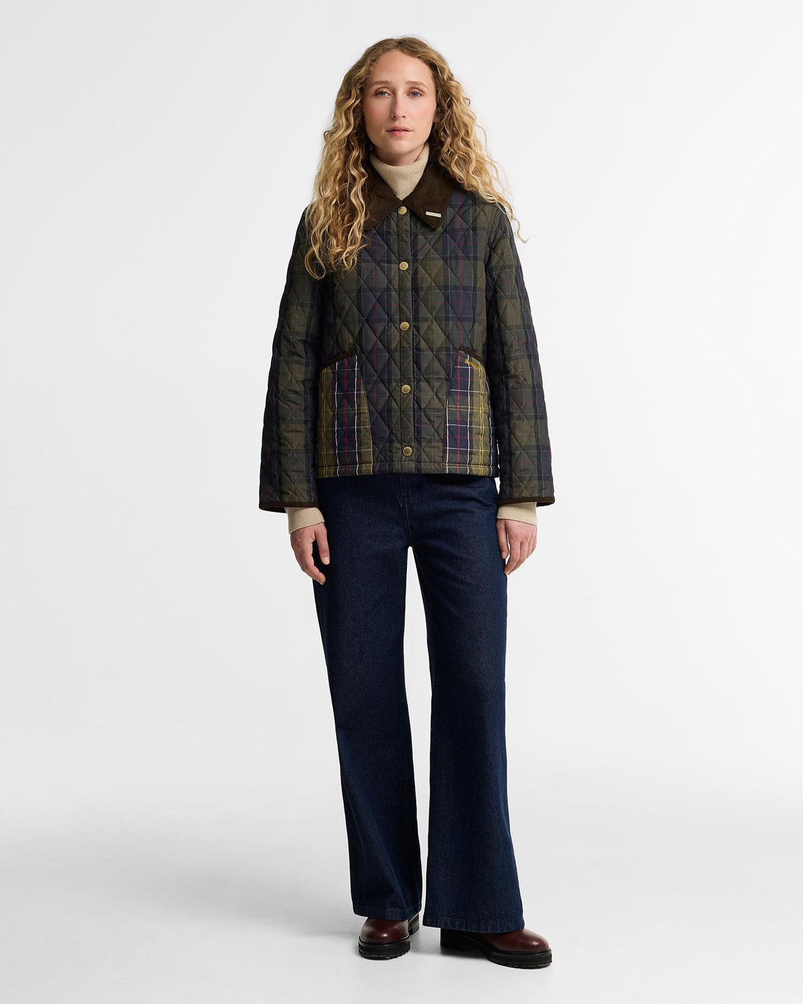 Barbour Women's Tartan Cropped Liddesdale Quilted Jacket product image