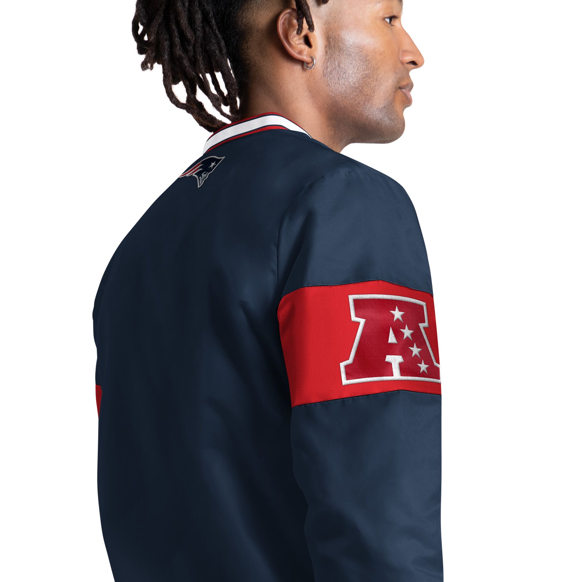 Starter Men's New England Patriots Navy Tailsweep Pullover Jacket product image