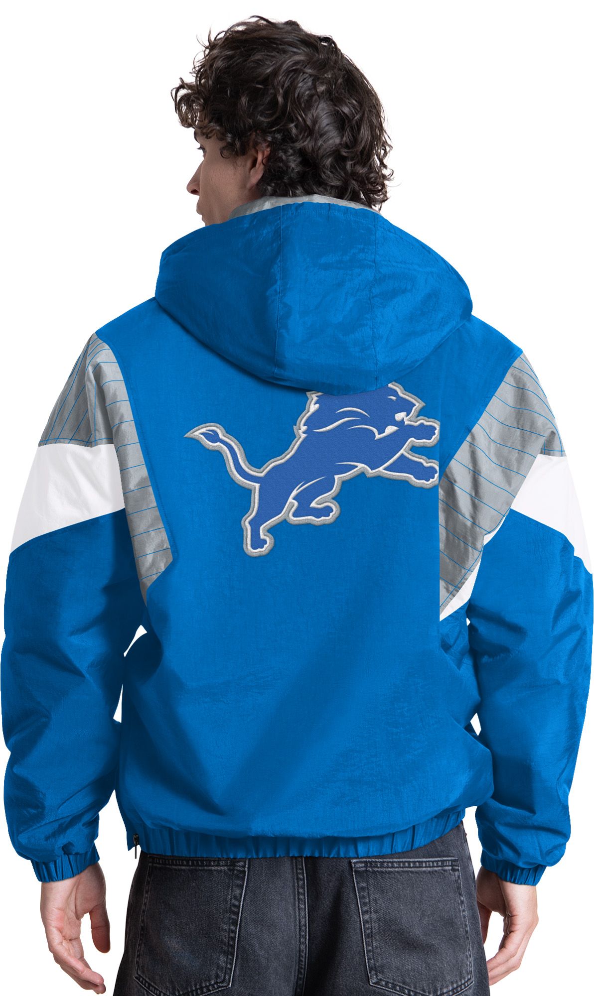 Starter Men's Detroit Lions Blue Throwback 1/2 Zip Jacket product image