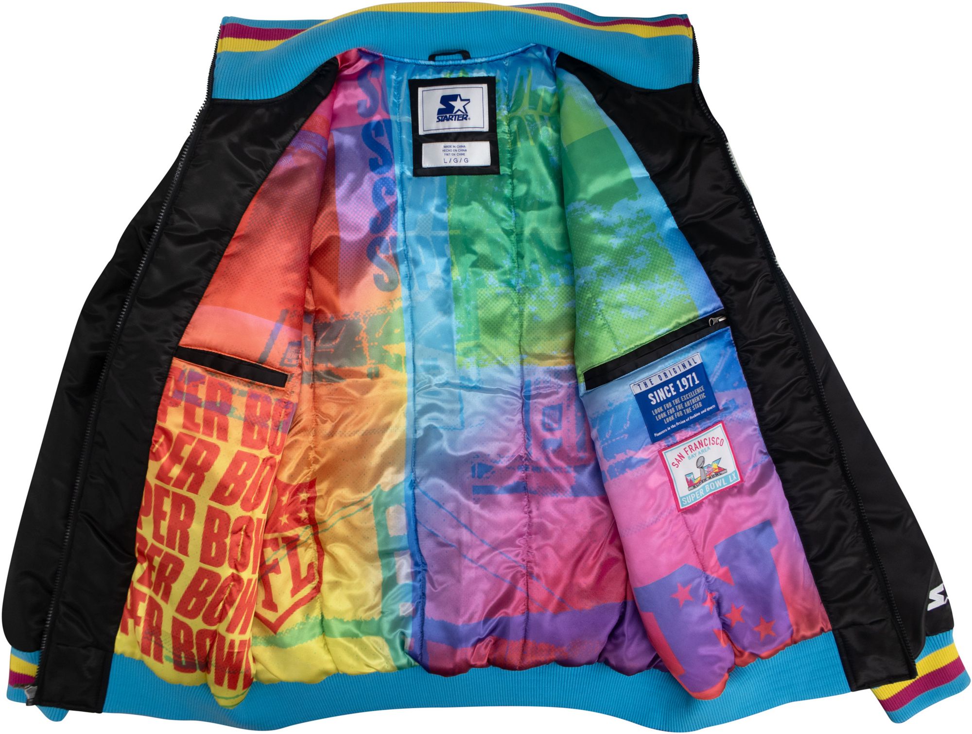 Starter Men's 2025-26 Super Bowl LX Black Satin Varsity Jacket product image