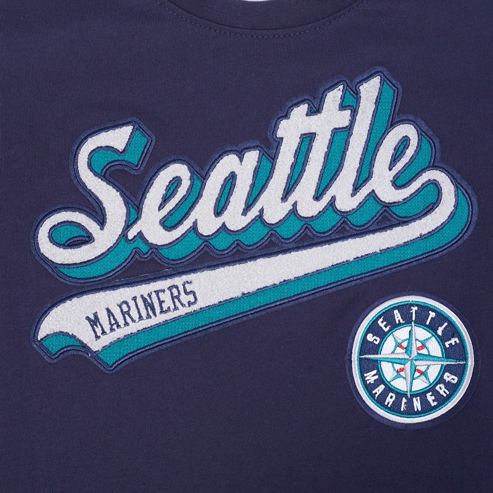 Pro Standard Youth Seattle Mariners Midnight Navy Script Tail T-Shirt product image