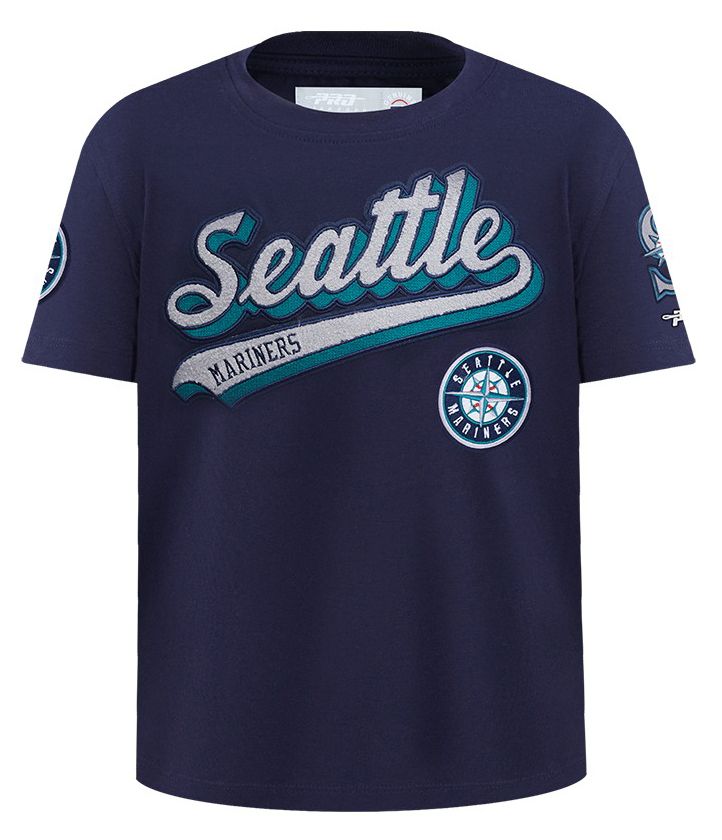 Pro Standard Youth Seattle Mariners Midnight Navy Script Tail T-Shirt product image