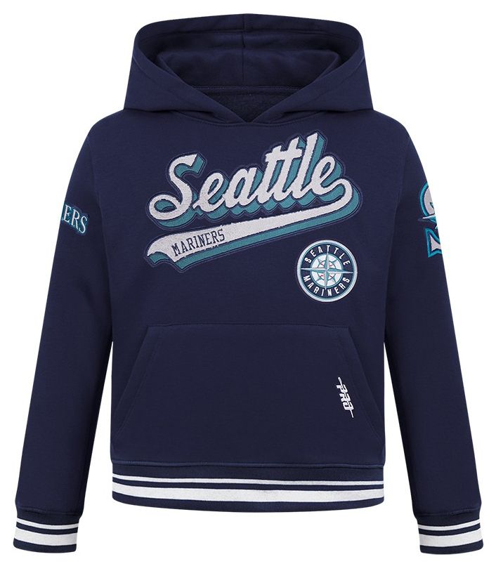 Pro Standard Youth Seattle Mariners Midnight Navy Script Tail Ribbed Fleece Hoodie product image