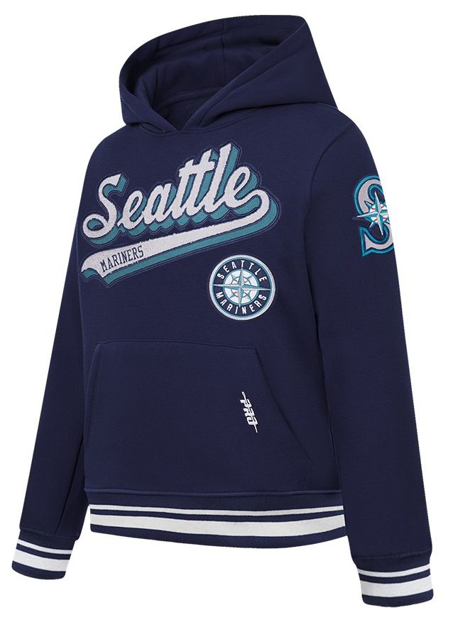 Pro Standard Youth Seattle Mariners Midnight Navy Script Tail Ribbed Fleece Hoodie product image