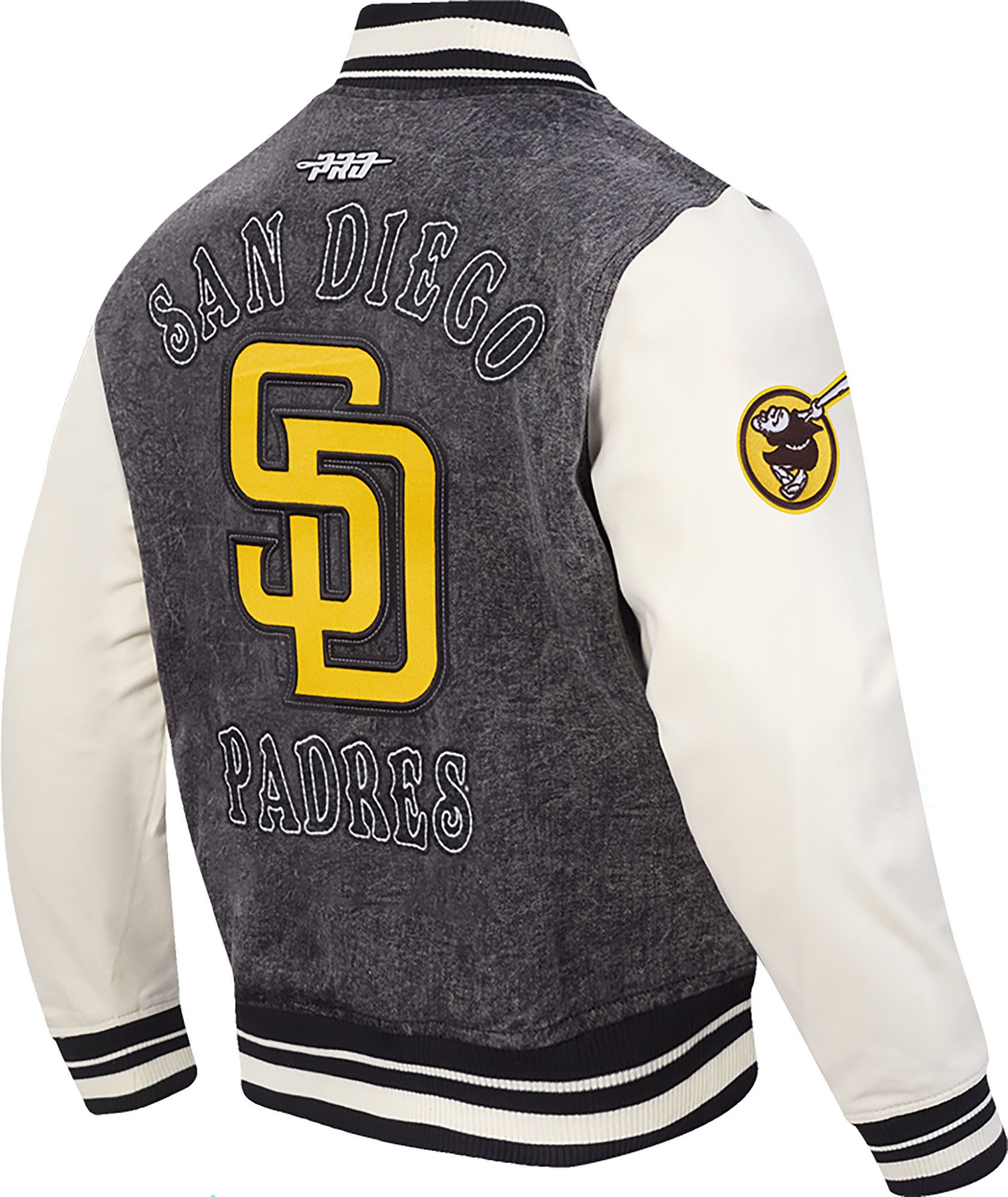 Pro Standard Men's San Diego Padres Black Rebel Athletics Denim Varsity Jacket product image