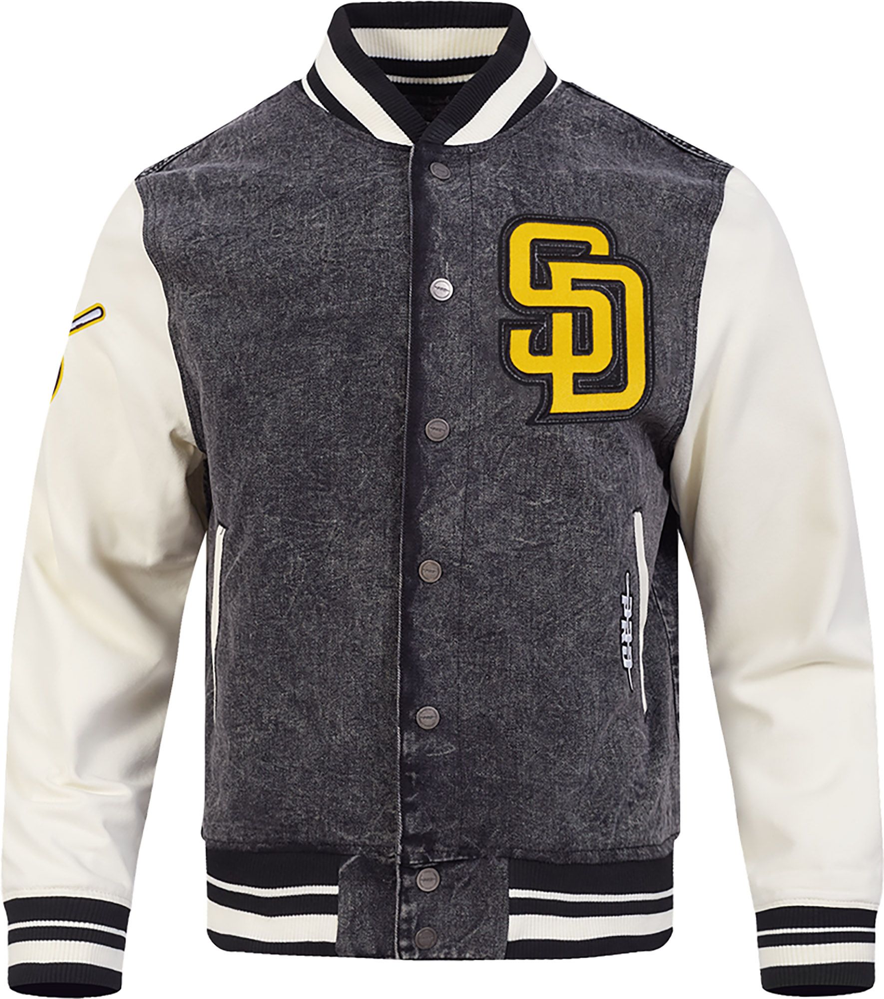 Pro Standard Men's San Diego Padres Black Rebel Athletics Denim Varsity Jacket product image