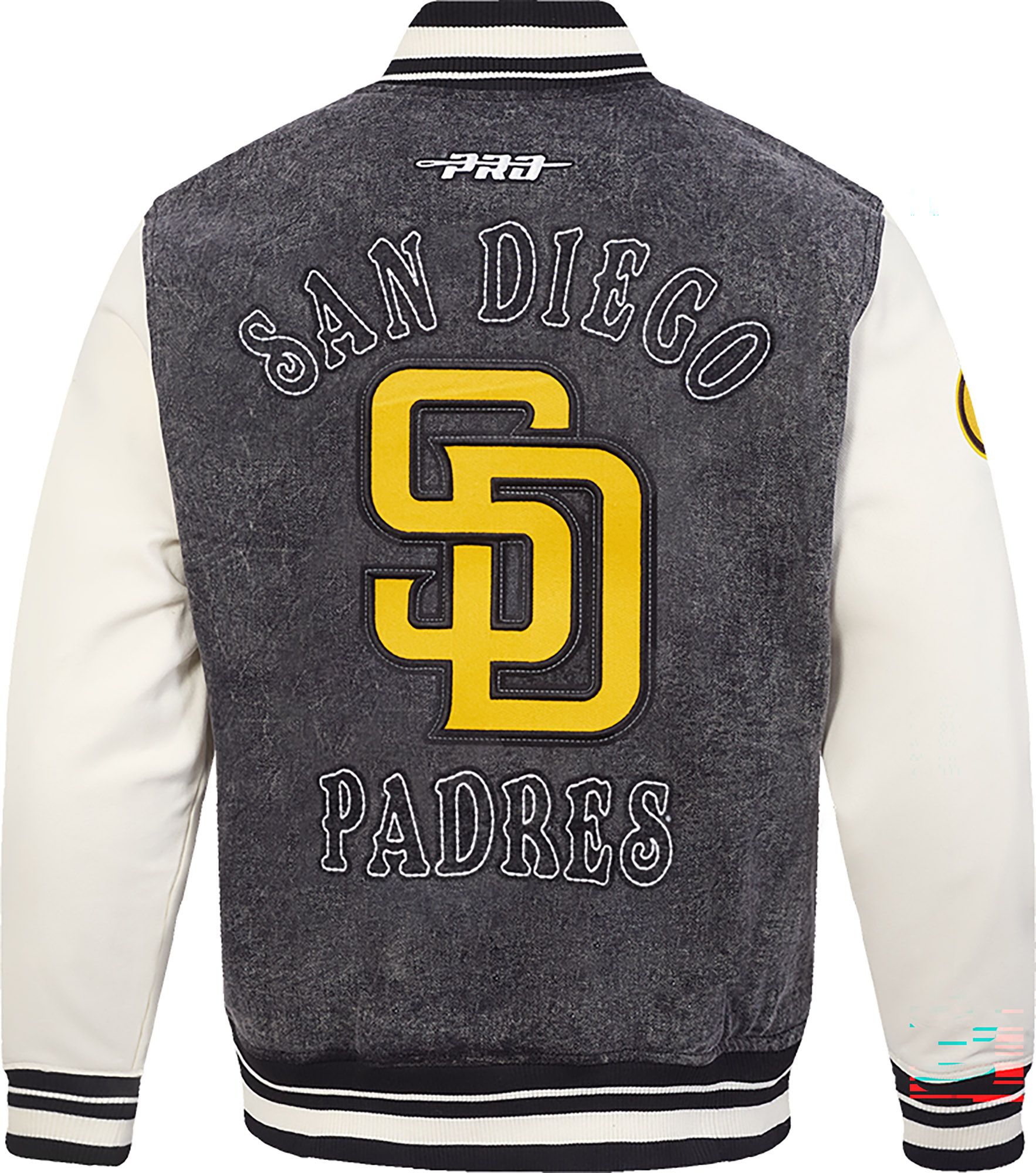 Pro Standard Men's San Diego Padres Black Rebel Athletics Denim Varsity Jacket product image