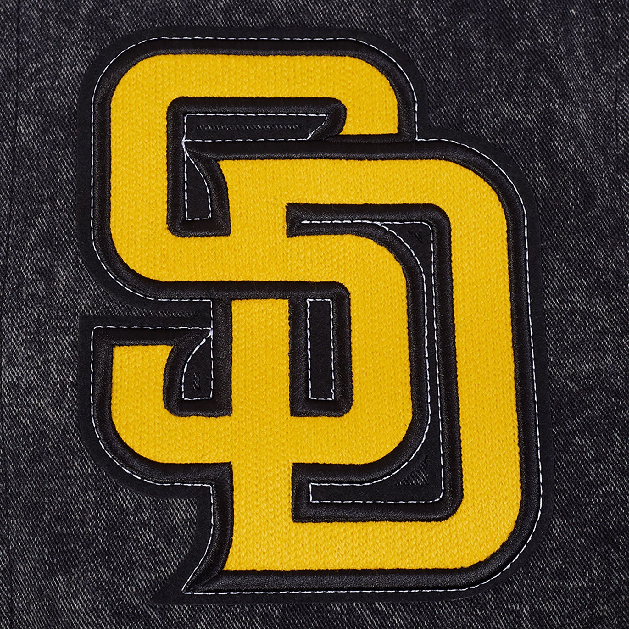 Pro Standard Men's San Diego Padres Black Rebel Athletics Denim Varsity Jacket product image