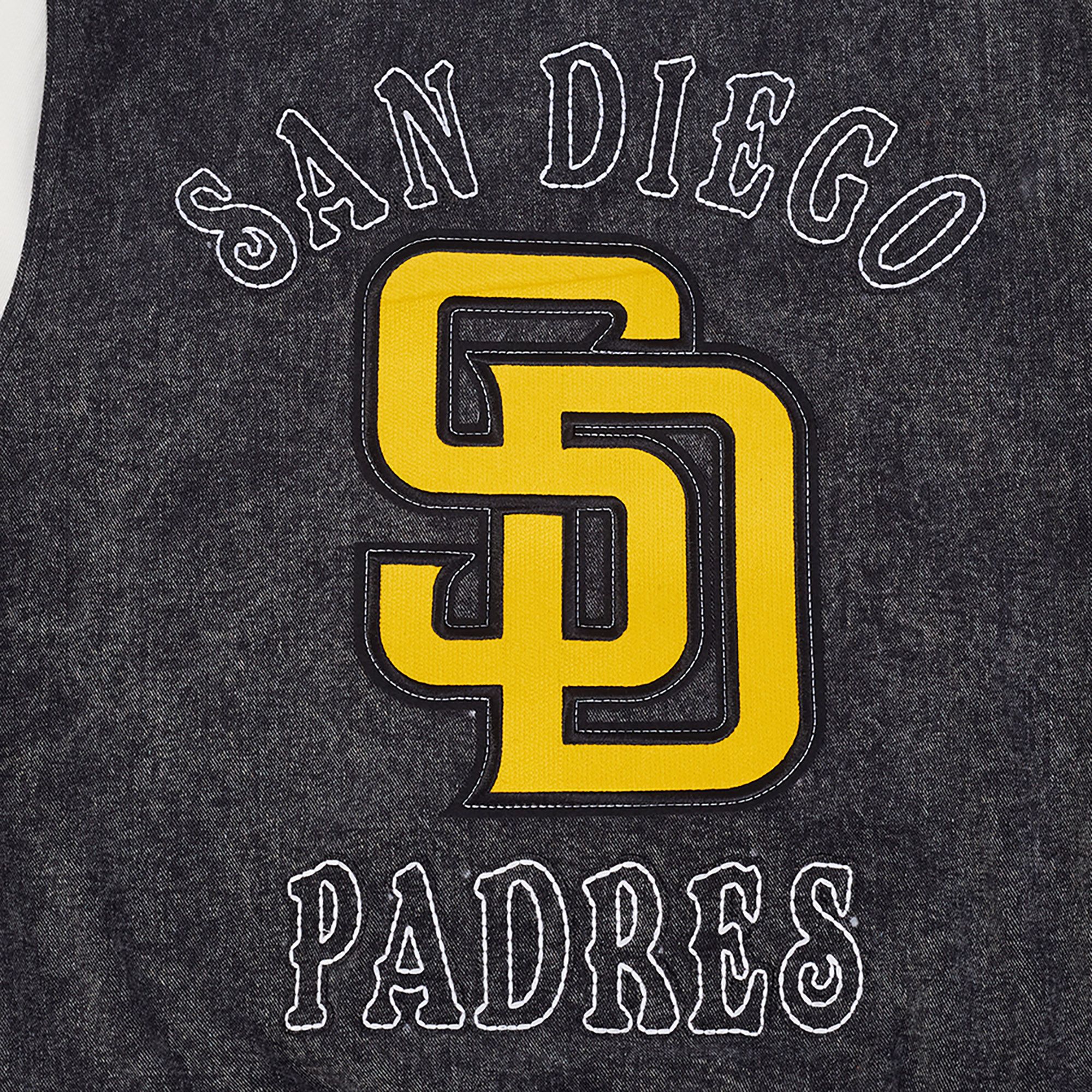 Pro Standard Men's San Diego Padres Black Rebel Athletics Denim Varsity Jacket product image