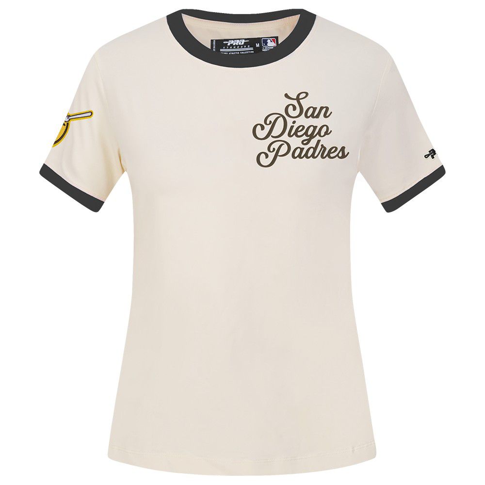 Pro Standard Women's San Diego Padres Cream Ringer Souvenir T-Shirt product image