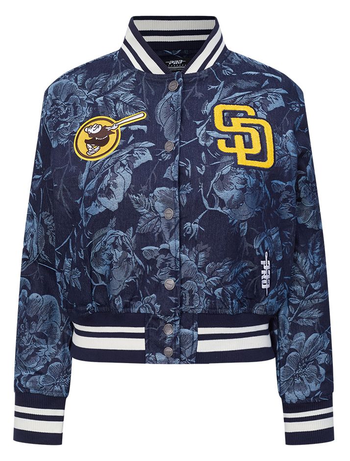 Pro Standard Women's San Diego Padres Blue Denim Cropped Floral Jacket product image
