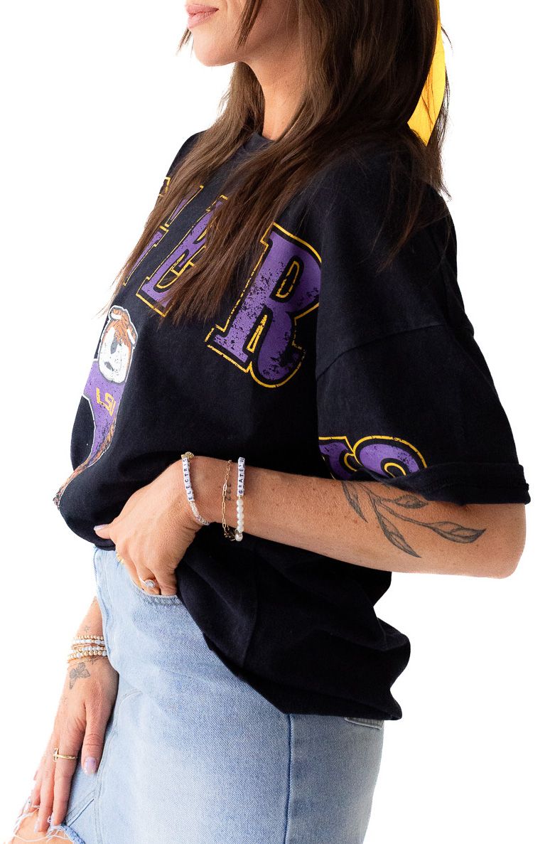 Gameday Social Women's LSU Tigers Washed Black The Band Short Sleeve T-Shirt product image