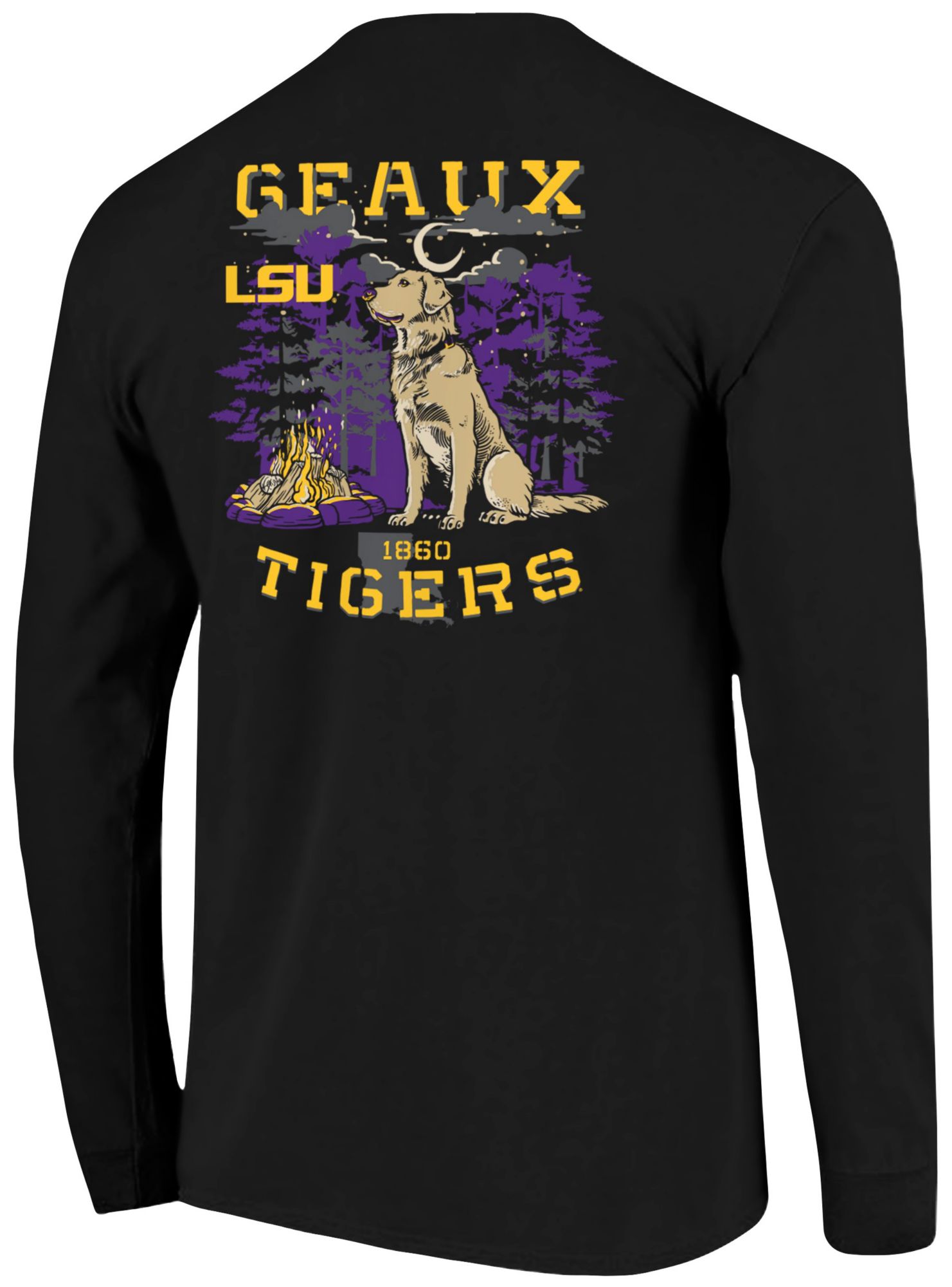 Image One Men's LSU Tigers Black Campfire Labrador Long Sleeve T-Shirt product image