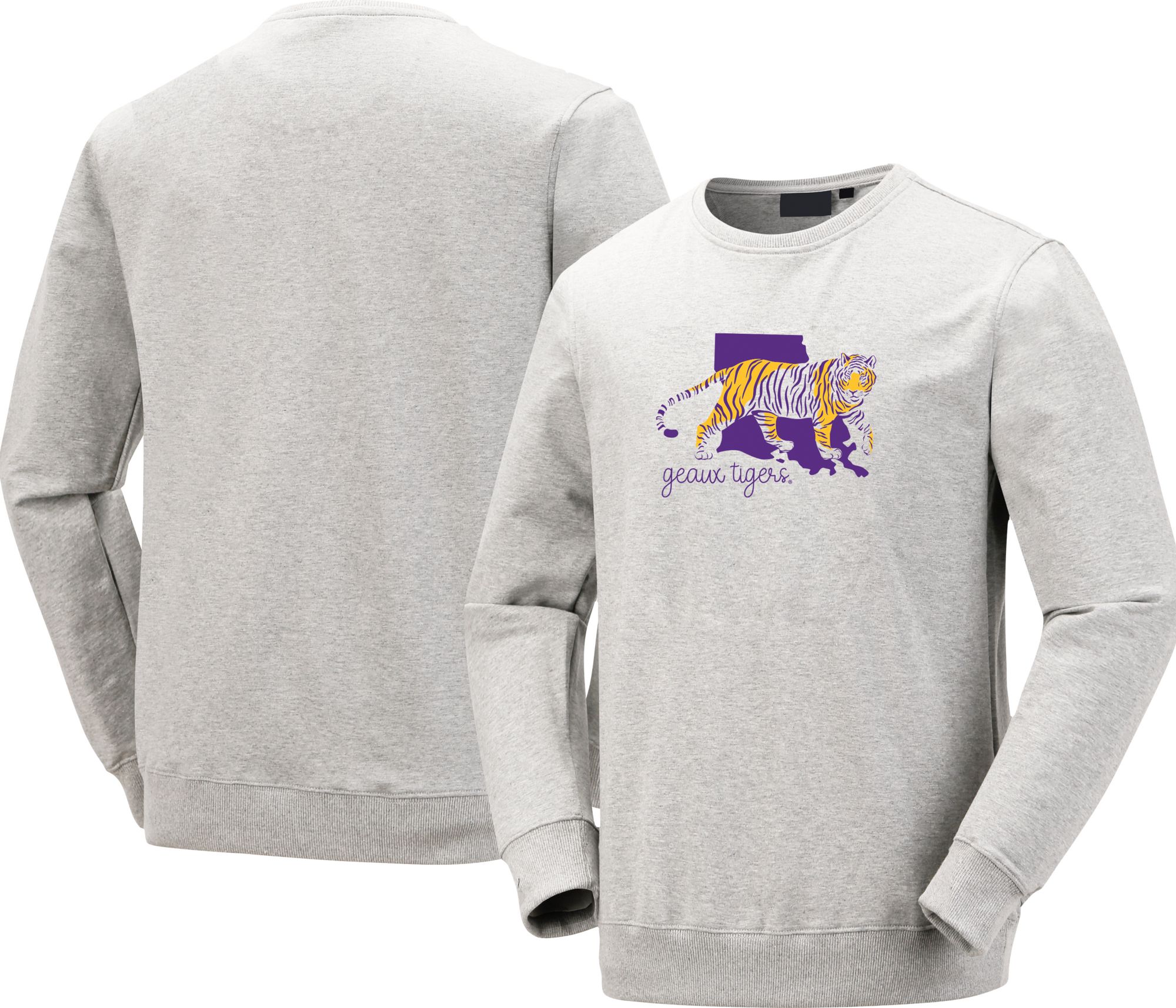 Image One Women's LSU Tigers Natural Heather Mascot State Crewneck Sweatshirt product image