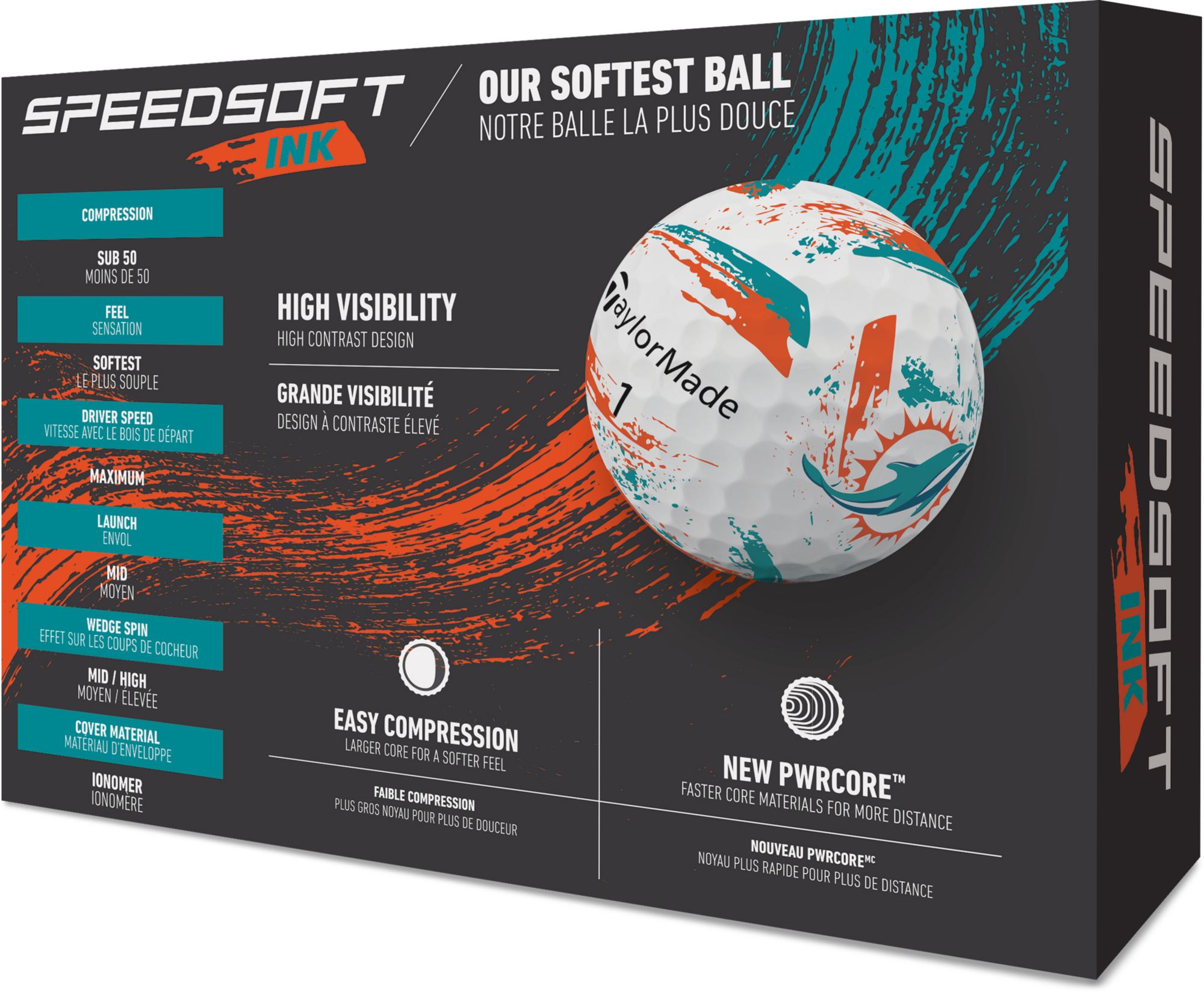 TaylorMade 2025 SpeedSoft Ink Miami Dolphins Golf Balls product image