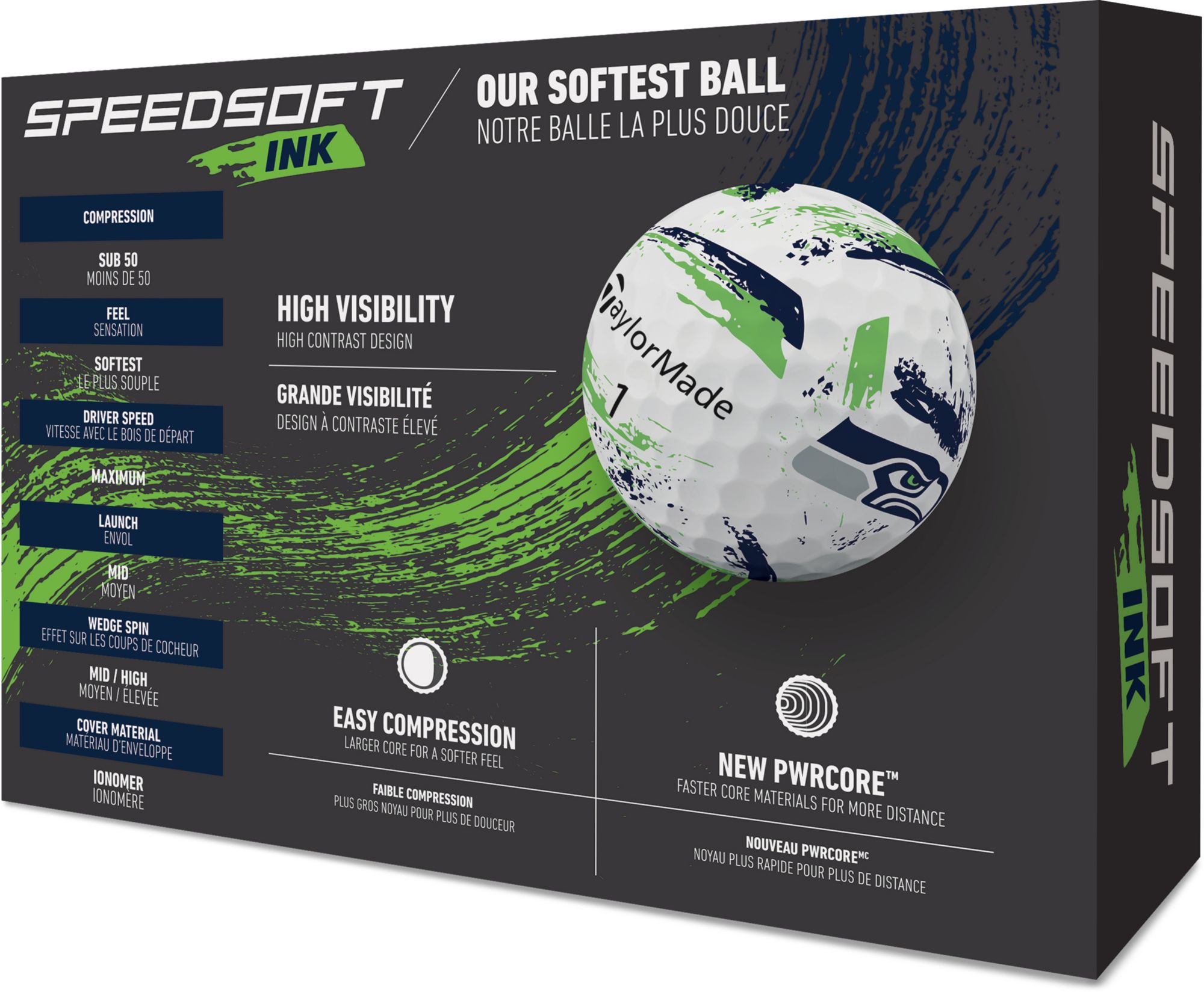TaylorMade 2025 SpeedSoft Ink Seattle Seahawks Golf Balls product image