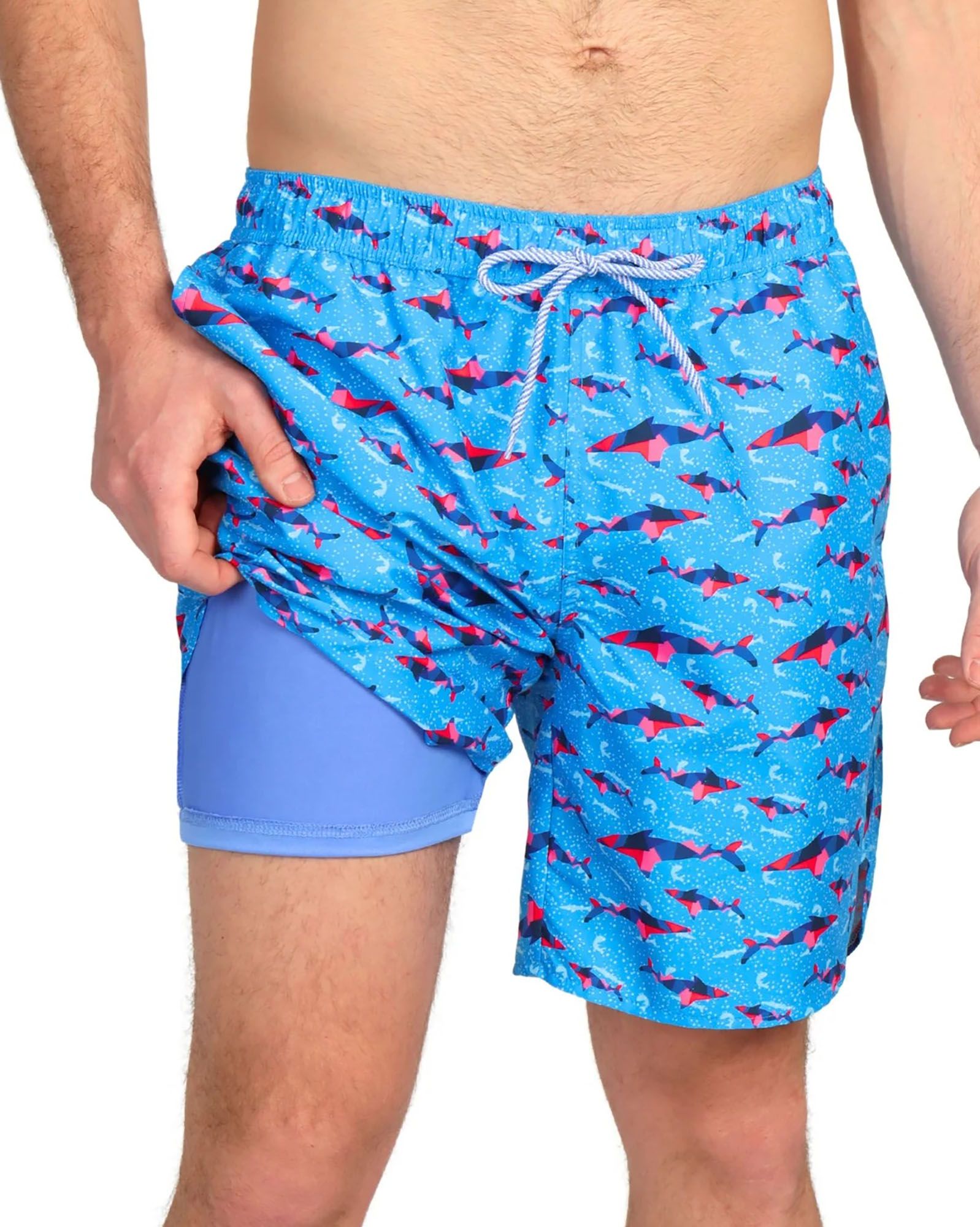 TailorByrd Men's Abstract Shark Print Swim Shorts product image