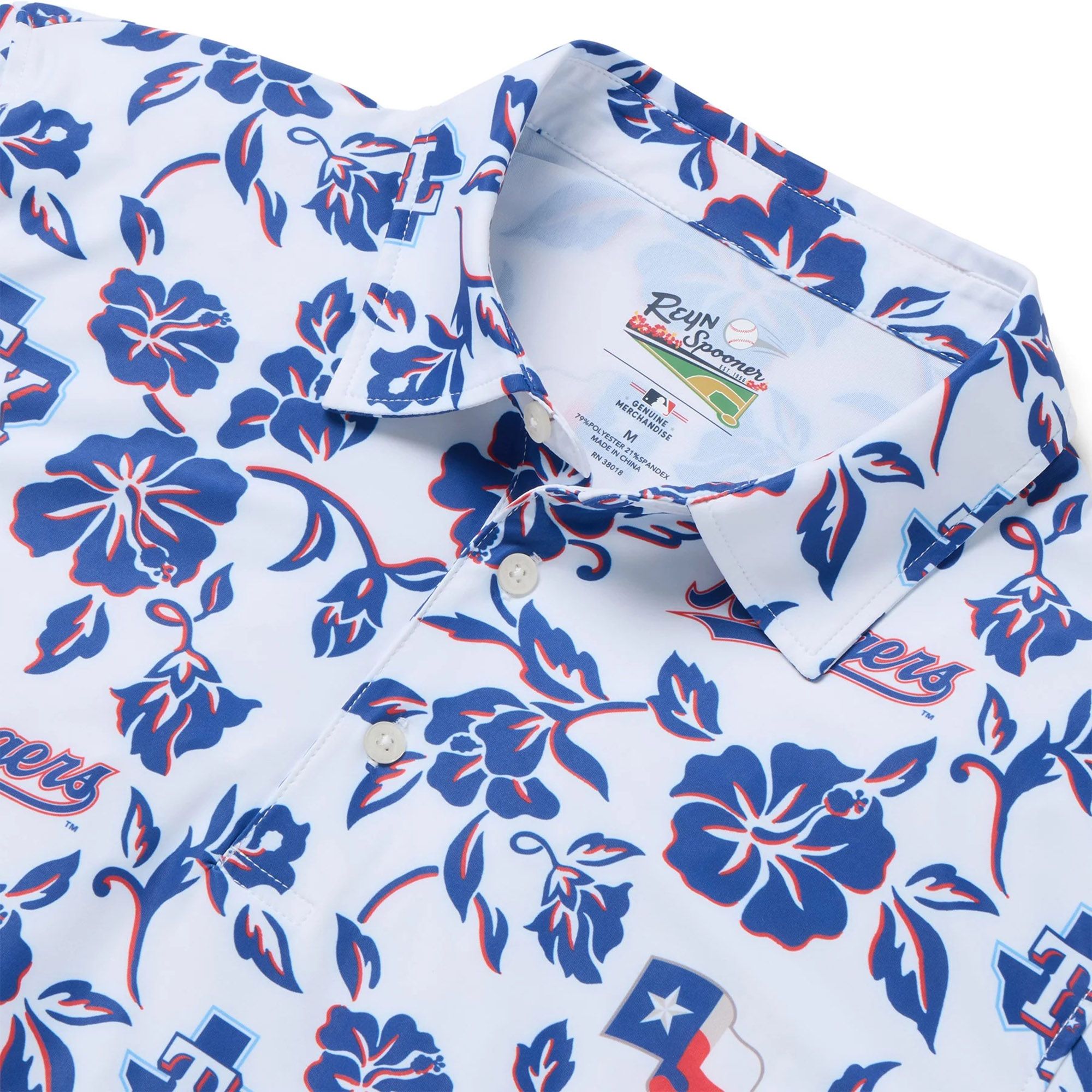 Reyn Spooner Men's Texas Rangers White Pua Polo product image
