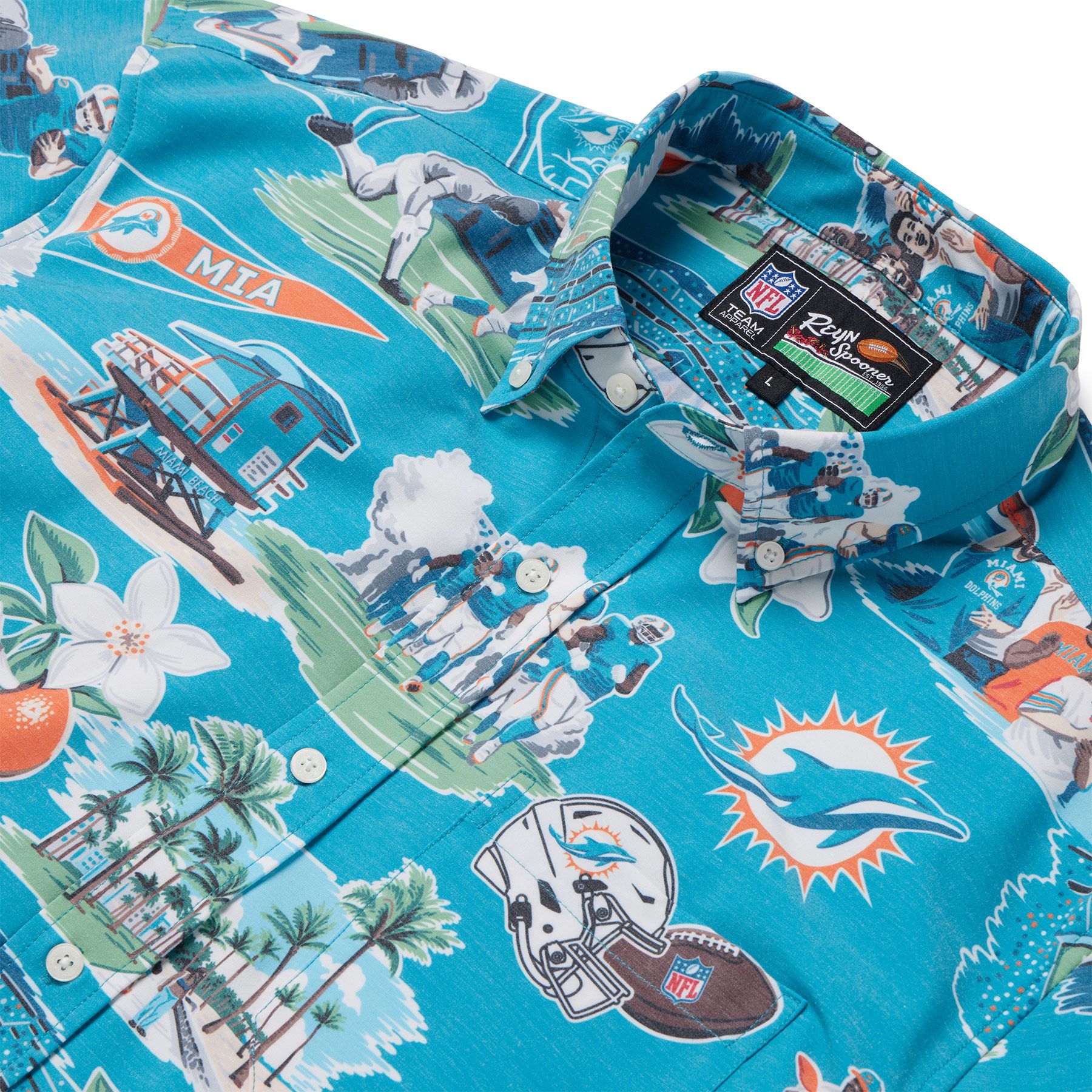 Reyn Spooner Men's Miami Dolphins Scenic Aqua Button-Down Shirt product image