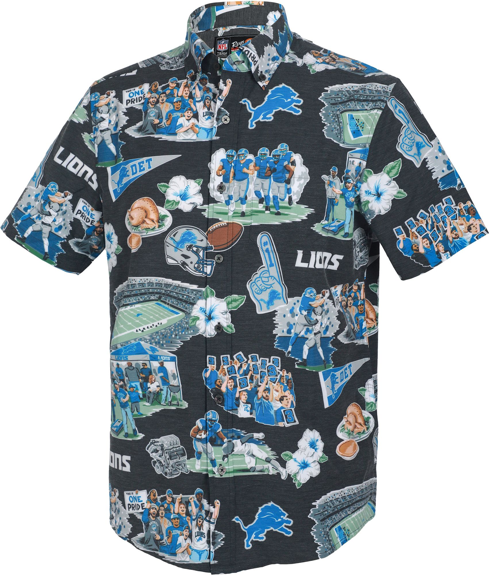 Reyn Spooner Men's Detroit Lions Black Short Sleeve Button Down Shirt product image