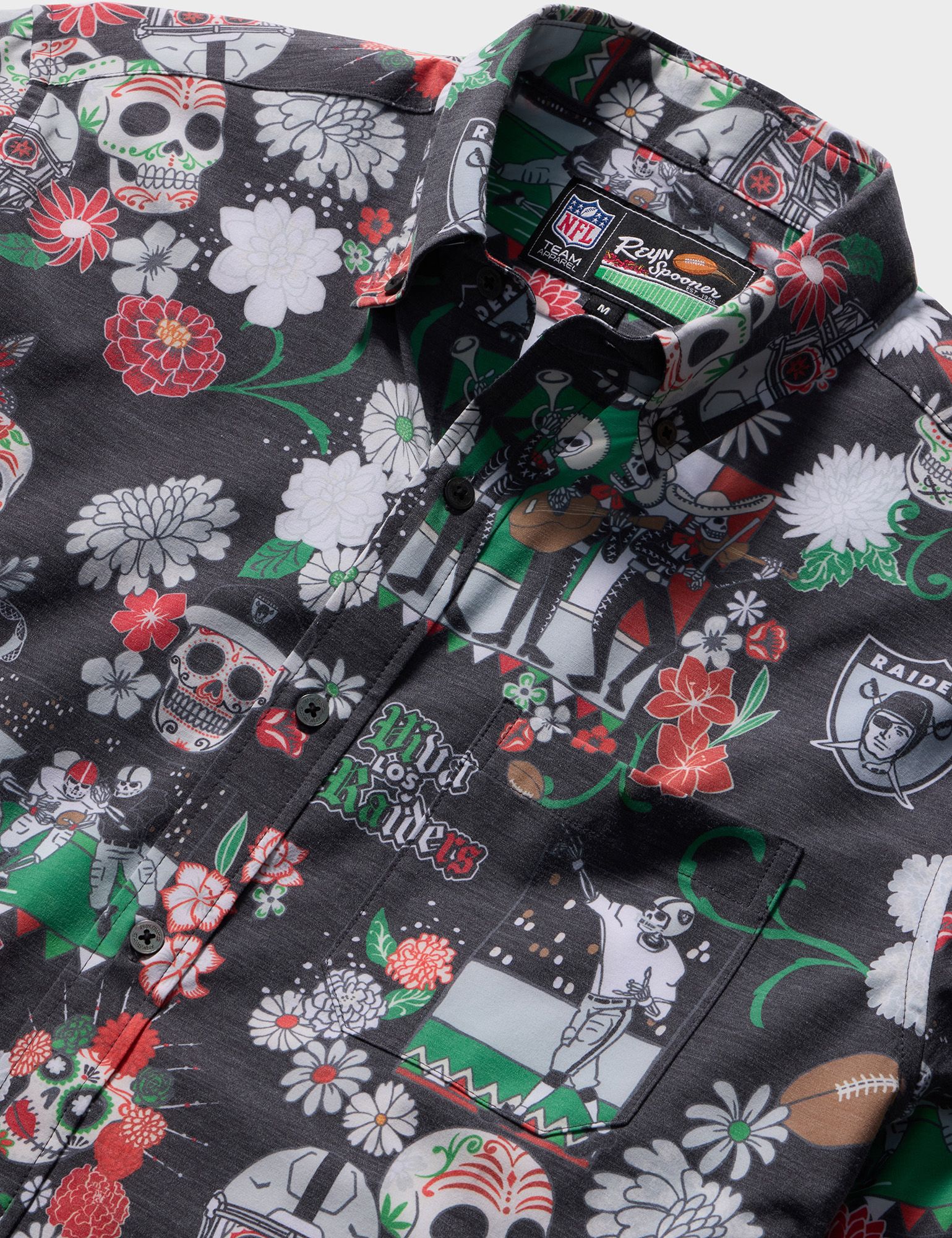 Reyn Spooner Men's Las Vegas Raiders Black Día De Los Muertos Button-Down Shirt product image