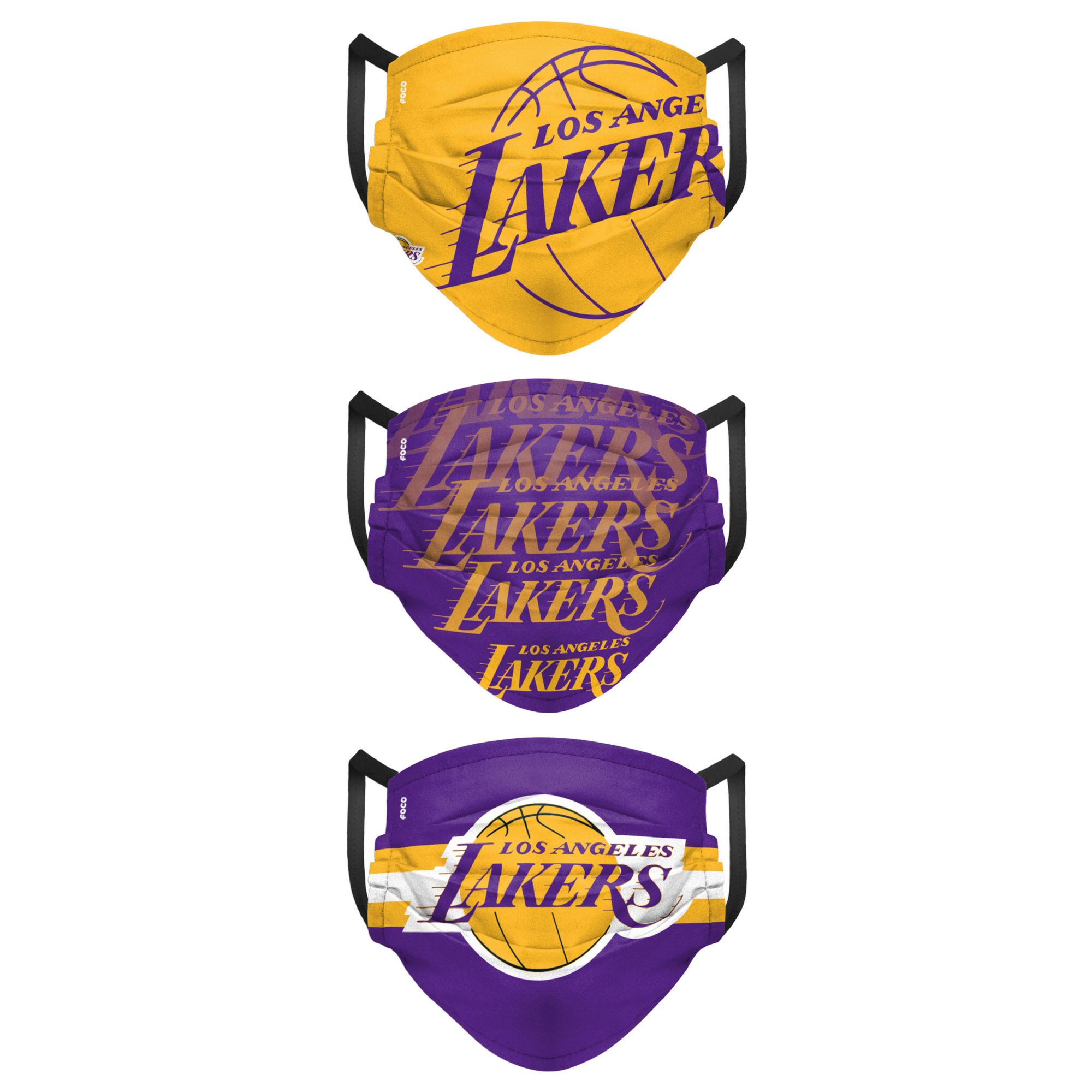 FOCO Adult Los Angeles Lakers 3-Pack Matchday Face Coverings product image