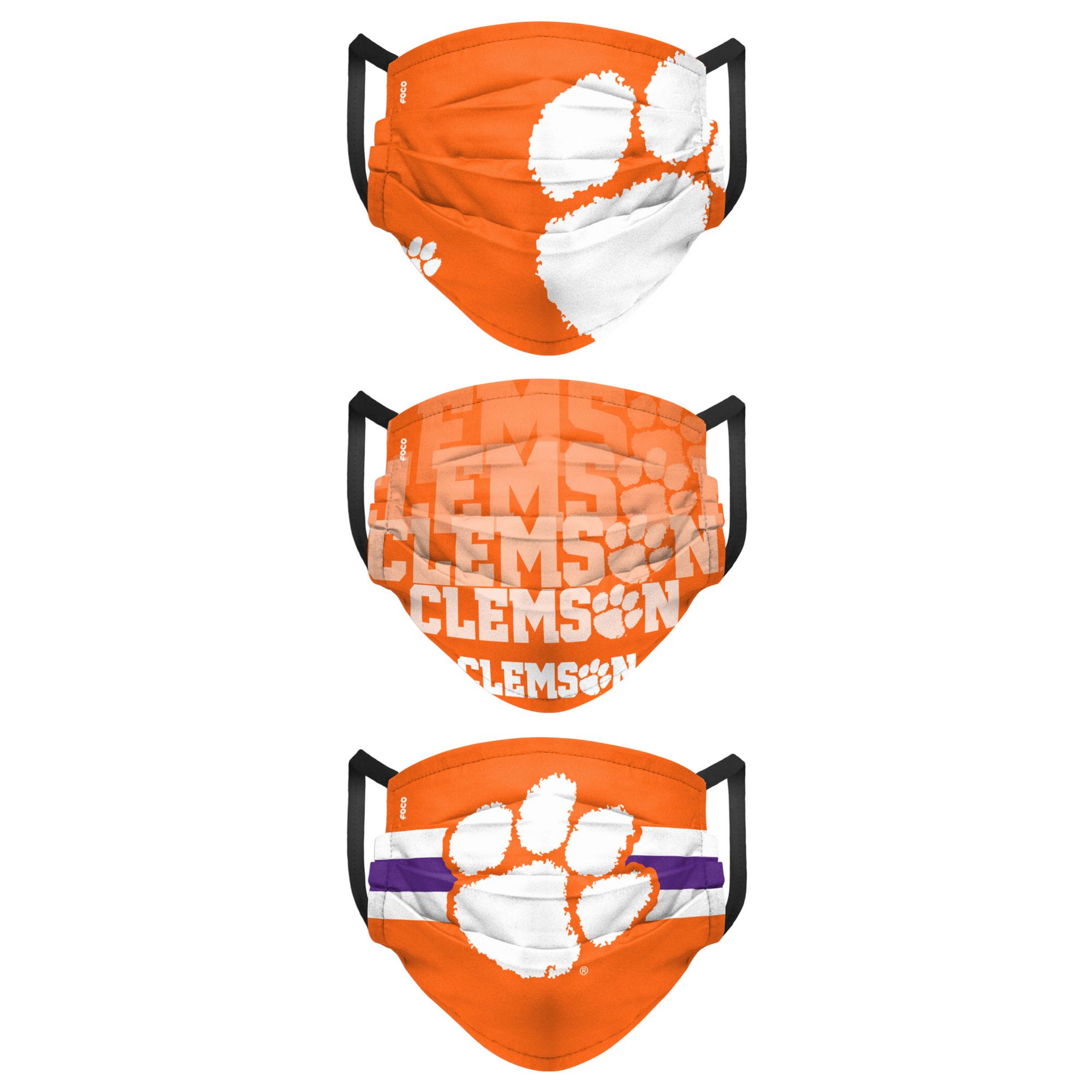 FOCO Adult Clemson Tigers 3-Pack Matchday Face Coverings product image