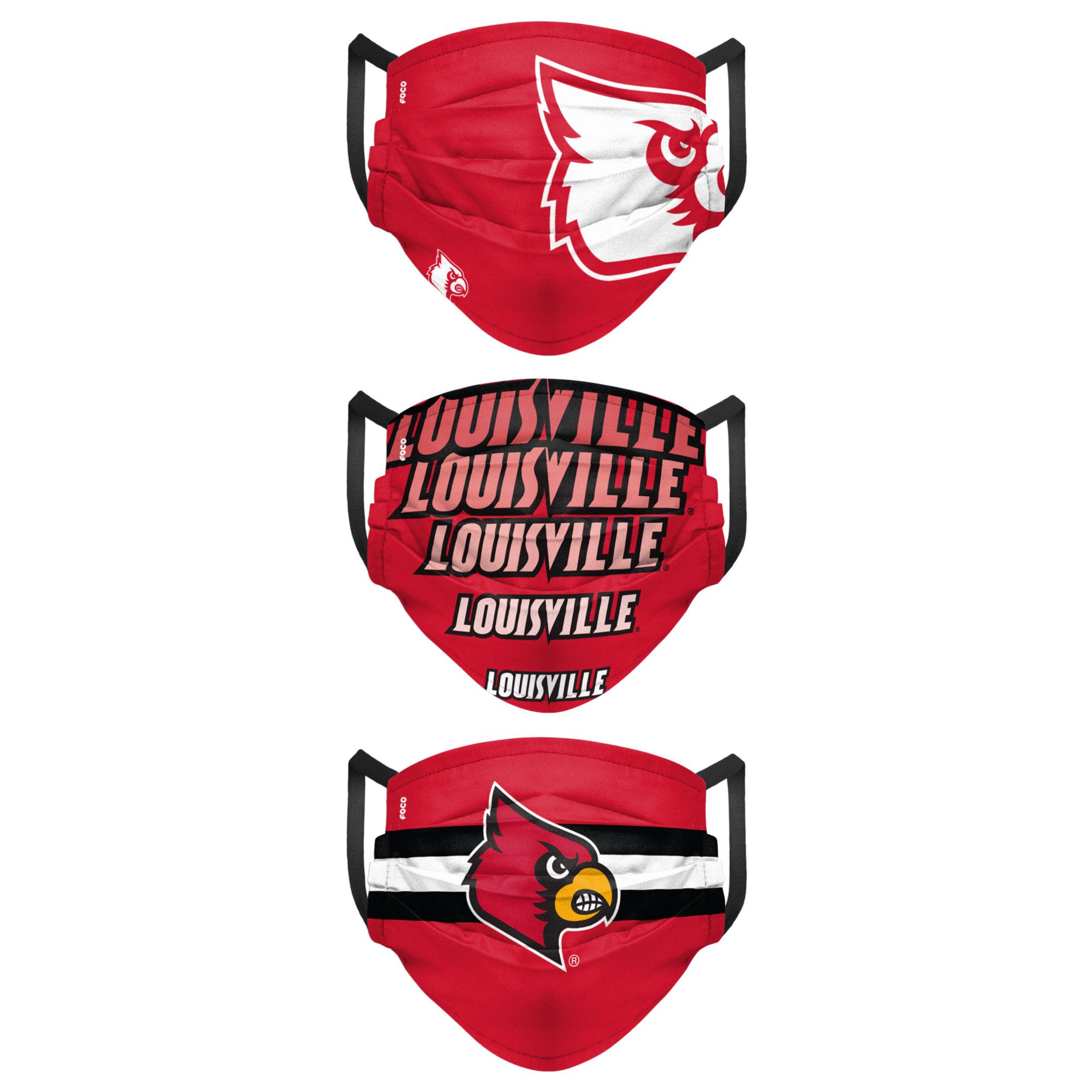 FOCO Adult Louisville Cardinals 3-Pack Matchday Face Coverings product image