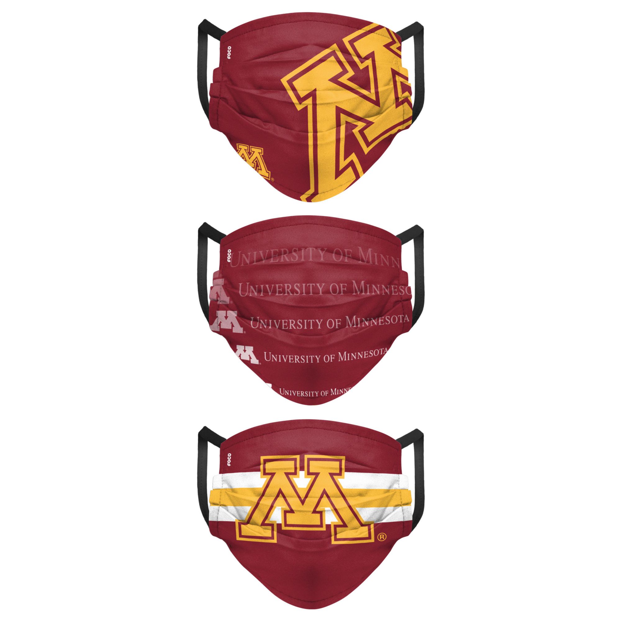 FOCO Adult Minnesota Golden Gophers 3-Pack Matchday Face Coverings product image