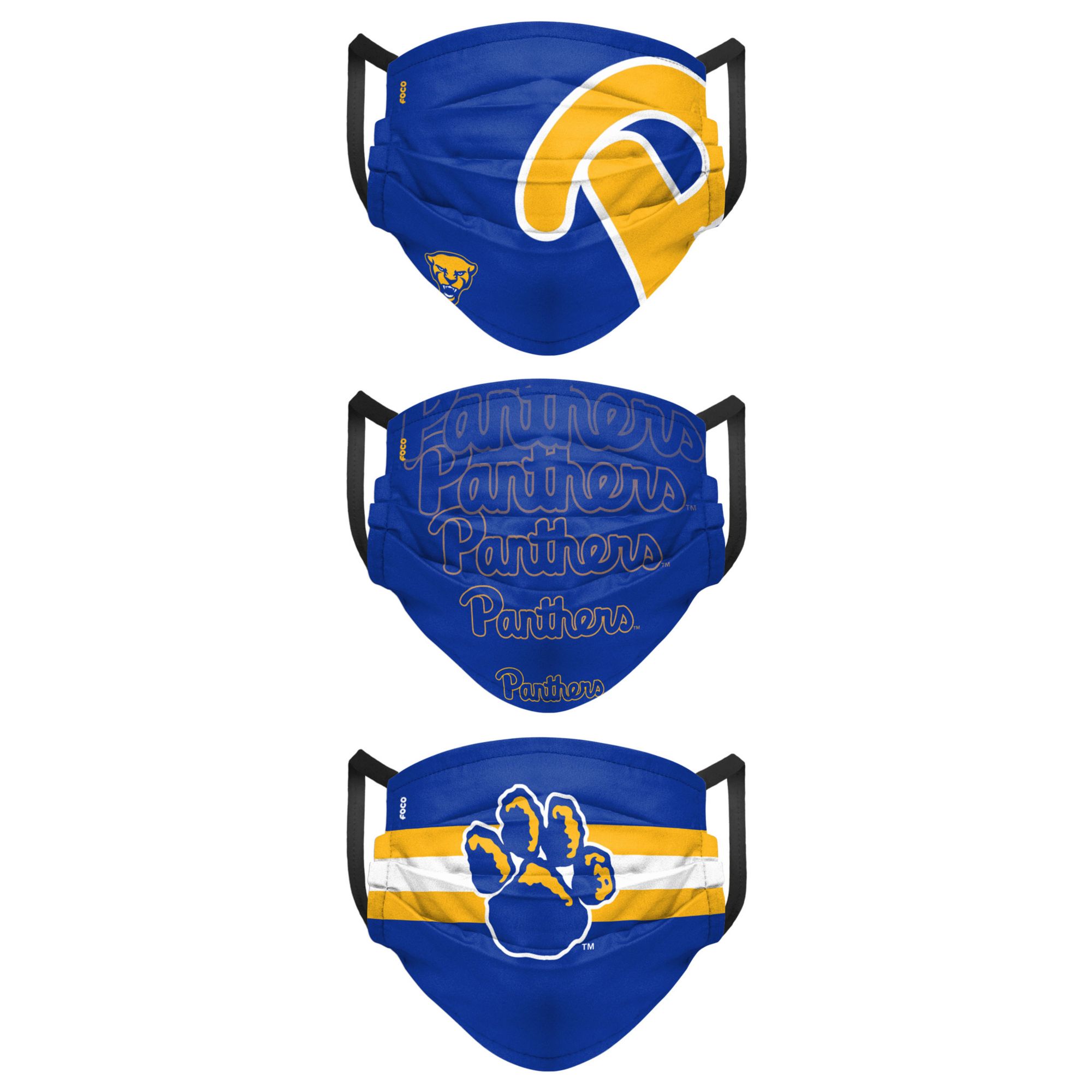 FOCO Adult Pitt Panthers 3-Pack Matchday Face Coverings product image