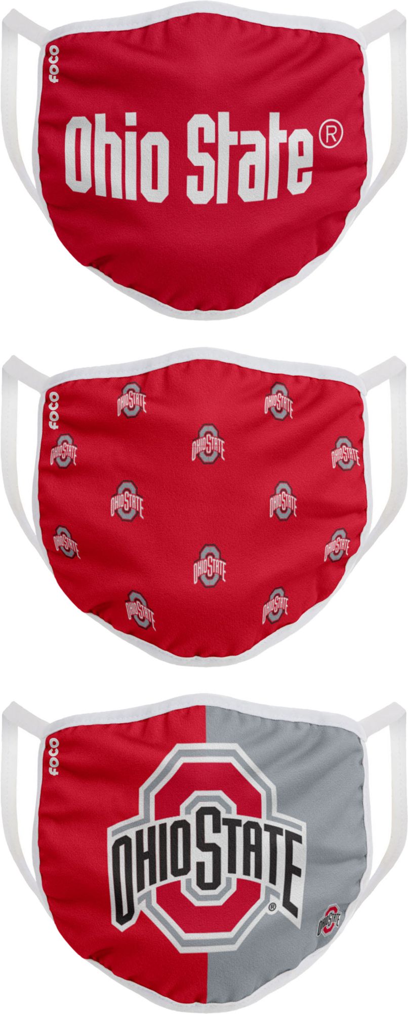 FOCO Adult Ohio State Buckeyes 3-Pack Face Coverings product image