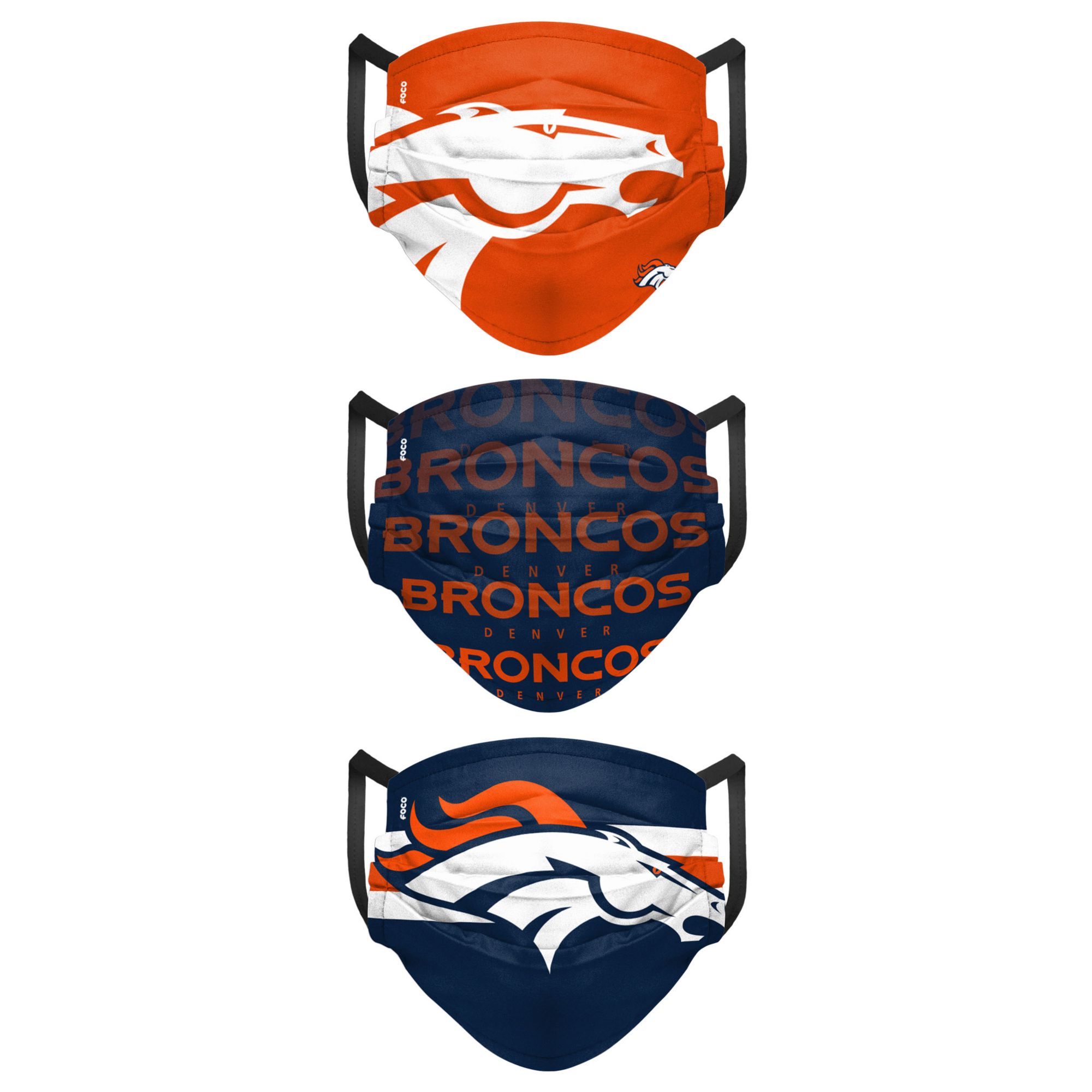 FOCO Adult Denver Broncos 3-Pack Matchday Face Coverings product image