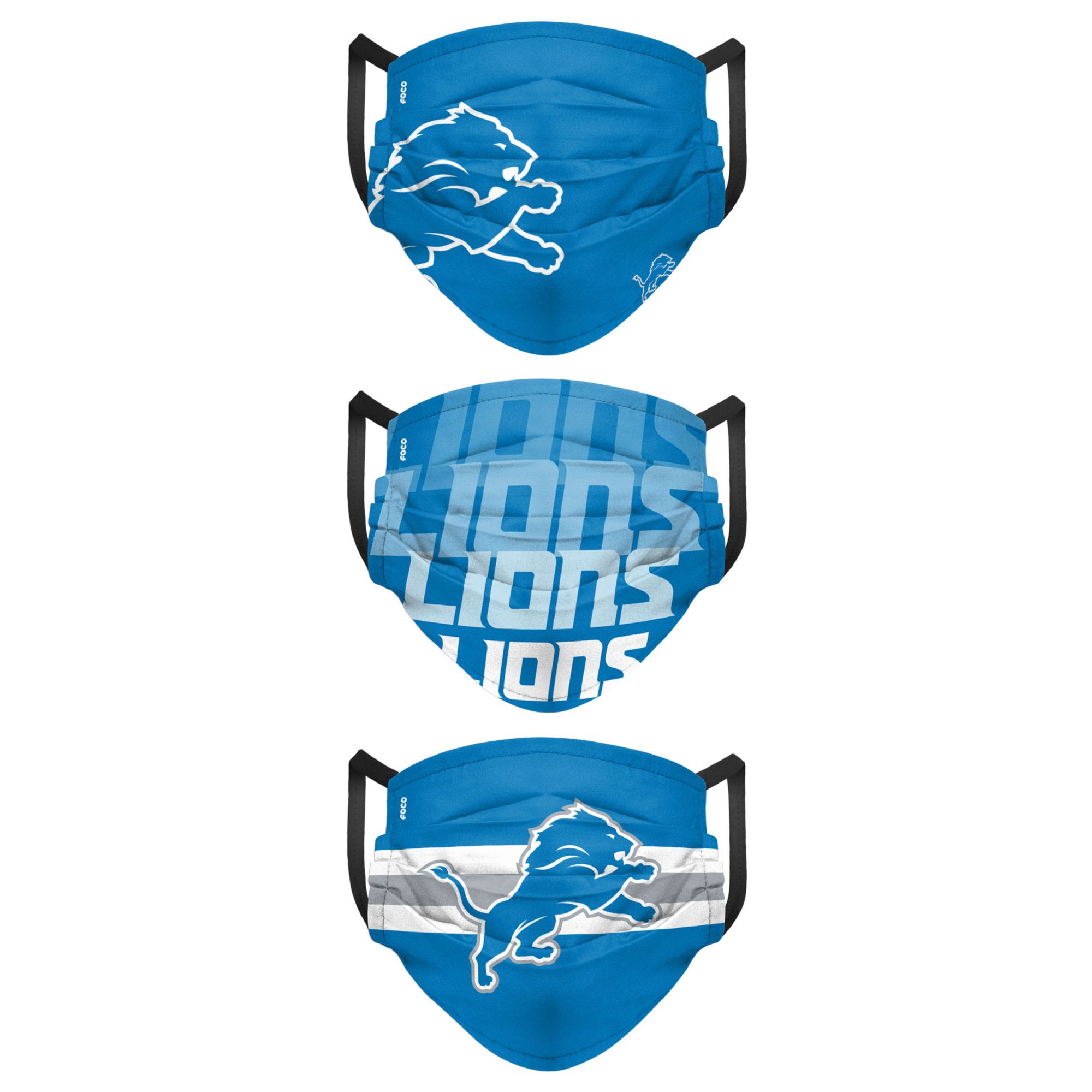 FOCO Adult Detroit Lions 3-Pack Matchday Face Coverings product image