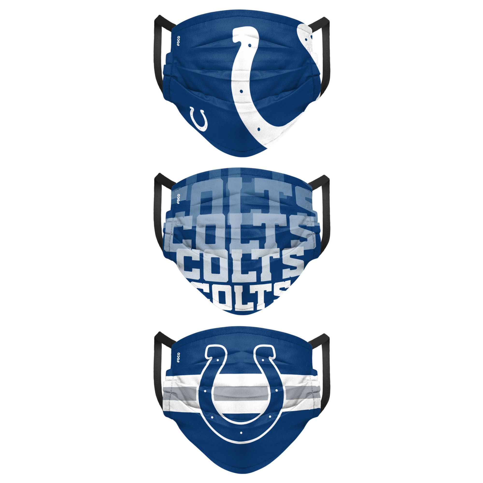 FOCO Adult Indianapolis Colts 3-Pack Matchday Face Coverings